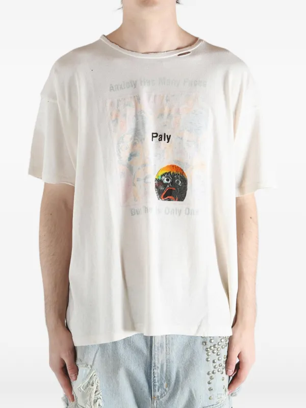 Paly graphic-print Distressed T-shirt | Neutrals | FARFETCH