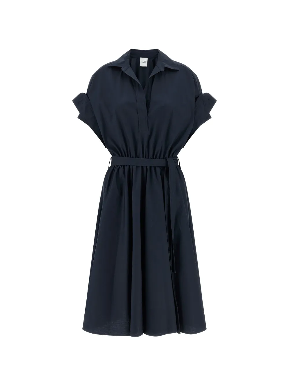 Nude elasticated waist midi shirt dress - Blu