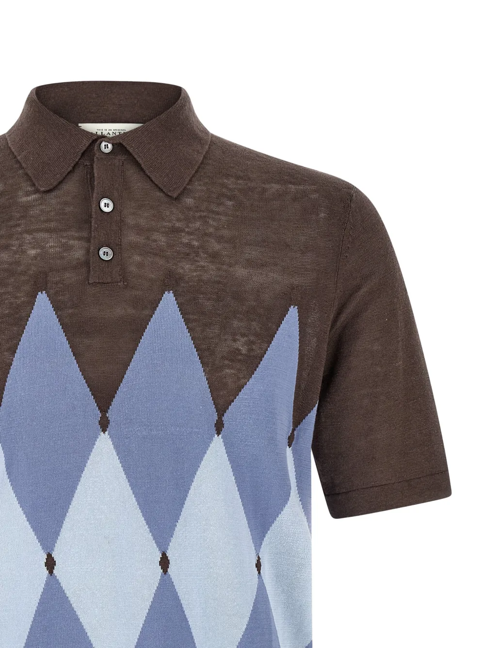Ballantyne Poloshirt met argyle-patroon en korte mouwen Bruin