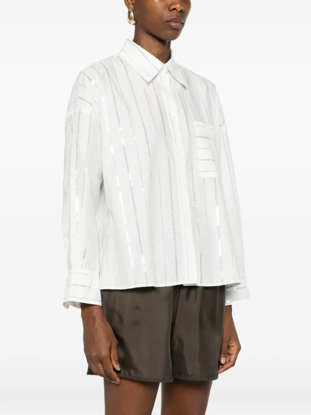  Pennyblack Chest-pocket Striped Shirt - White 