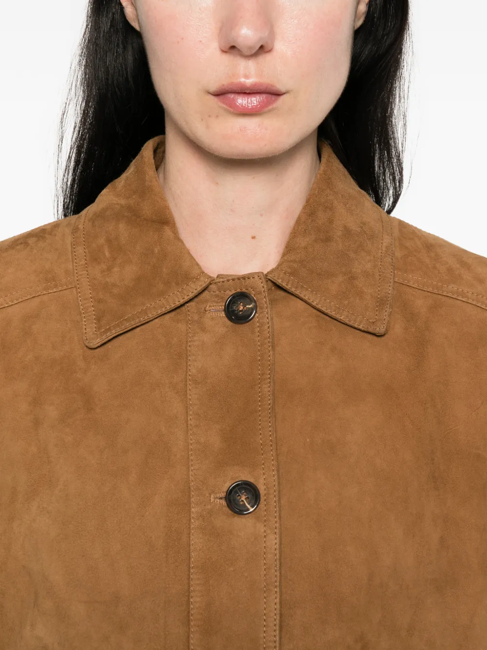 Pennyblack Buttoned Flap-pocket Jacket In Brown