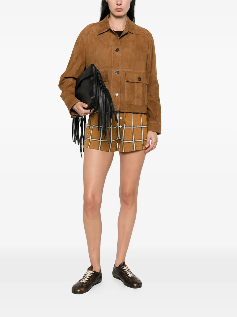 Pennyblack Buttoned Flap-pocket Jacket In Brown