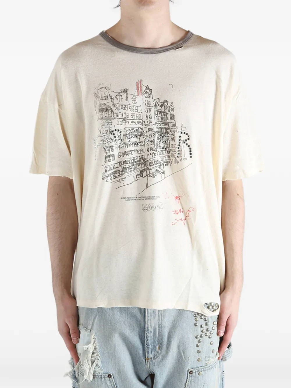 crystal-embellished distressed T-shirt, image 5 of 5