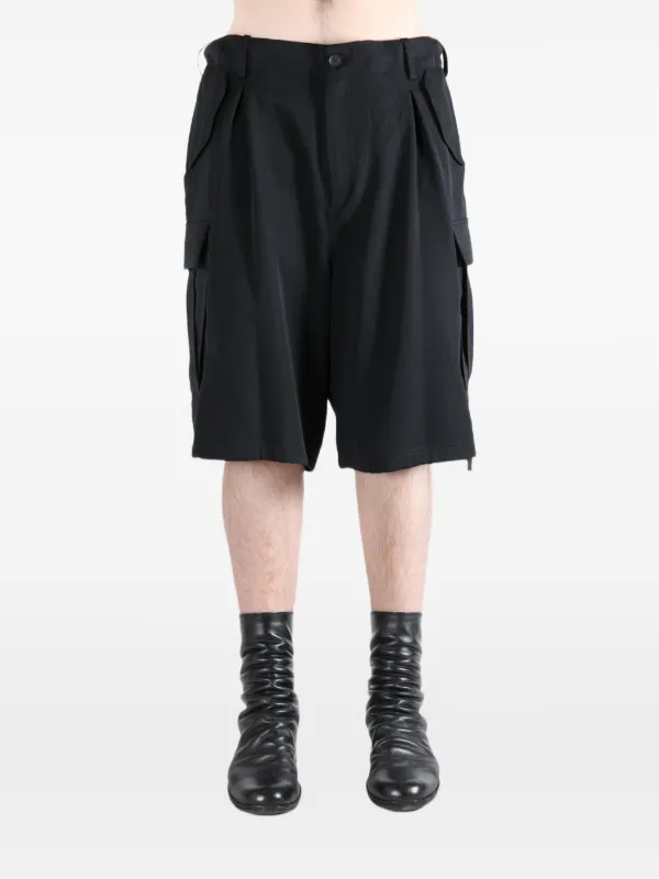 Yohji Yamamoto プリーツ カーゴショーツ | ブラック | FARFETCH JP