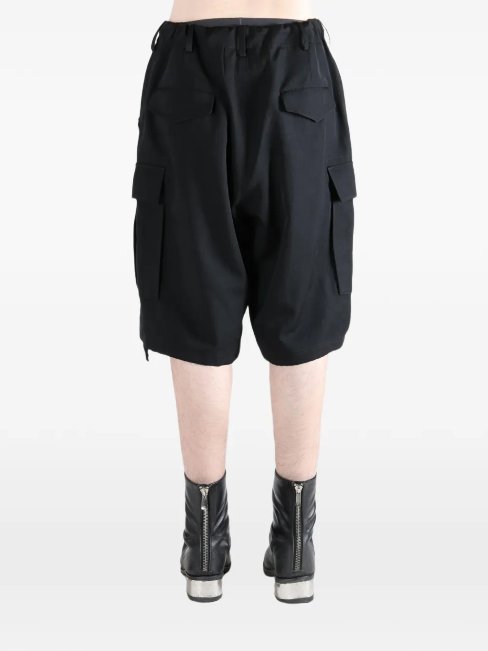 Yohji Yamamoto Geplooide cargo shorts Zwart