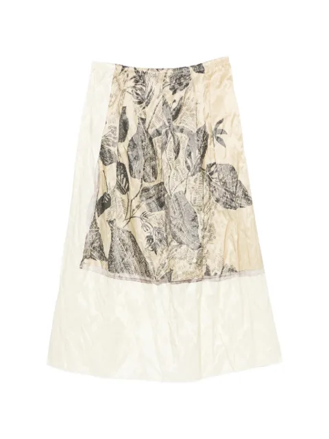 Tela floral print-panel midi skirt