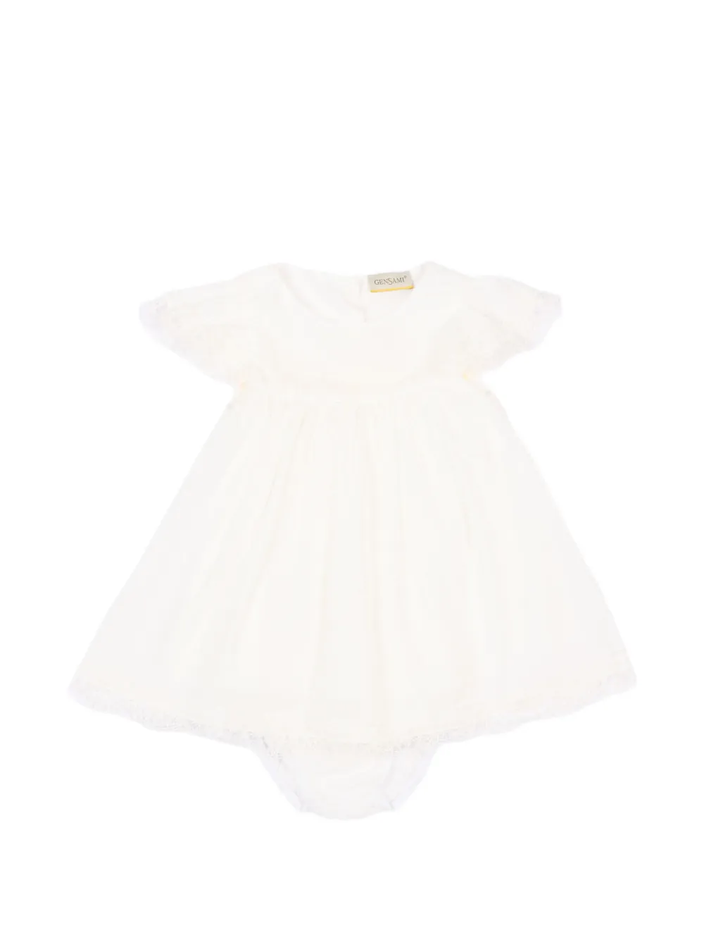 Gensami kids lace-detail short-sleeve dress - Toni neutri