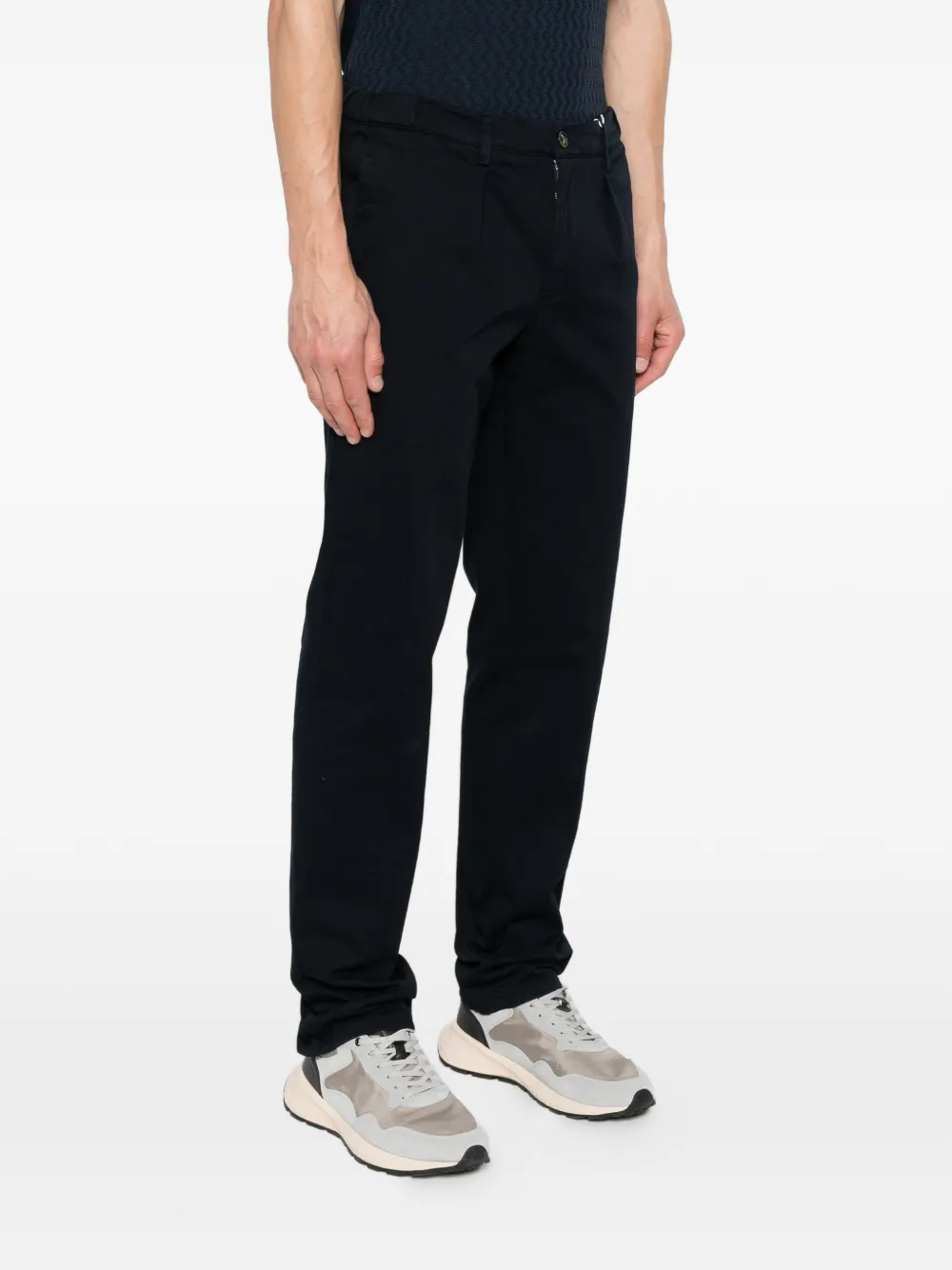 Profuomo Plooibroek met elastische tailleband Blauw