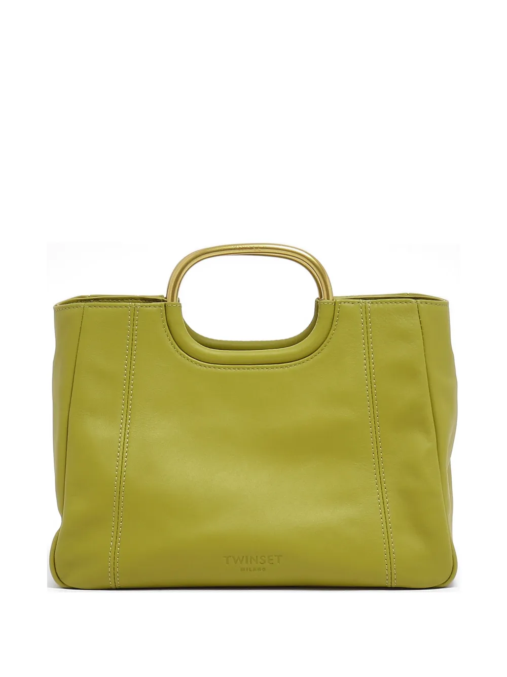 TWINSET metal-handle leather tote bag - Verde