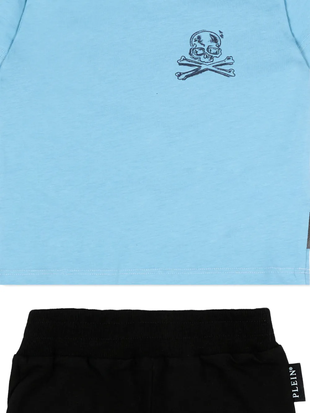 Philipp Plein Junior Shortsset met doodskopprint Blauw