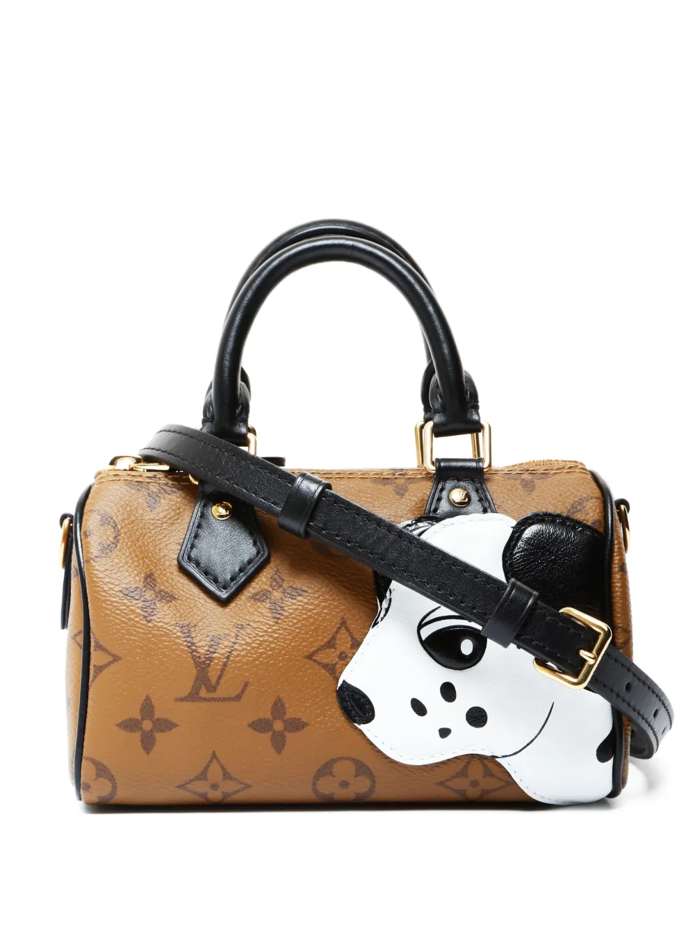 Louis Vuitton Pre-Owned 2021-2025 x NanoSpeedy x Sun Yitian dog appliqué shoulder bag - Marrone