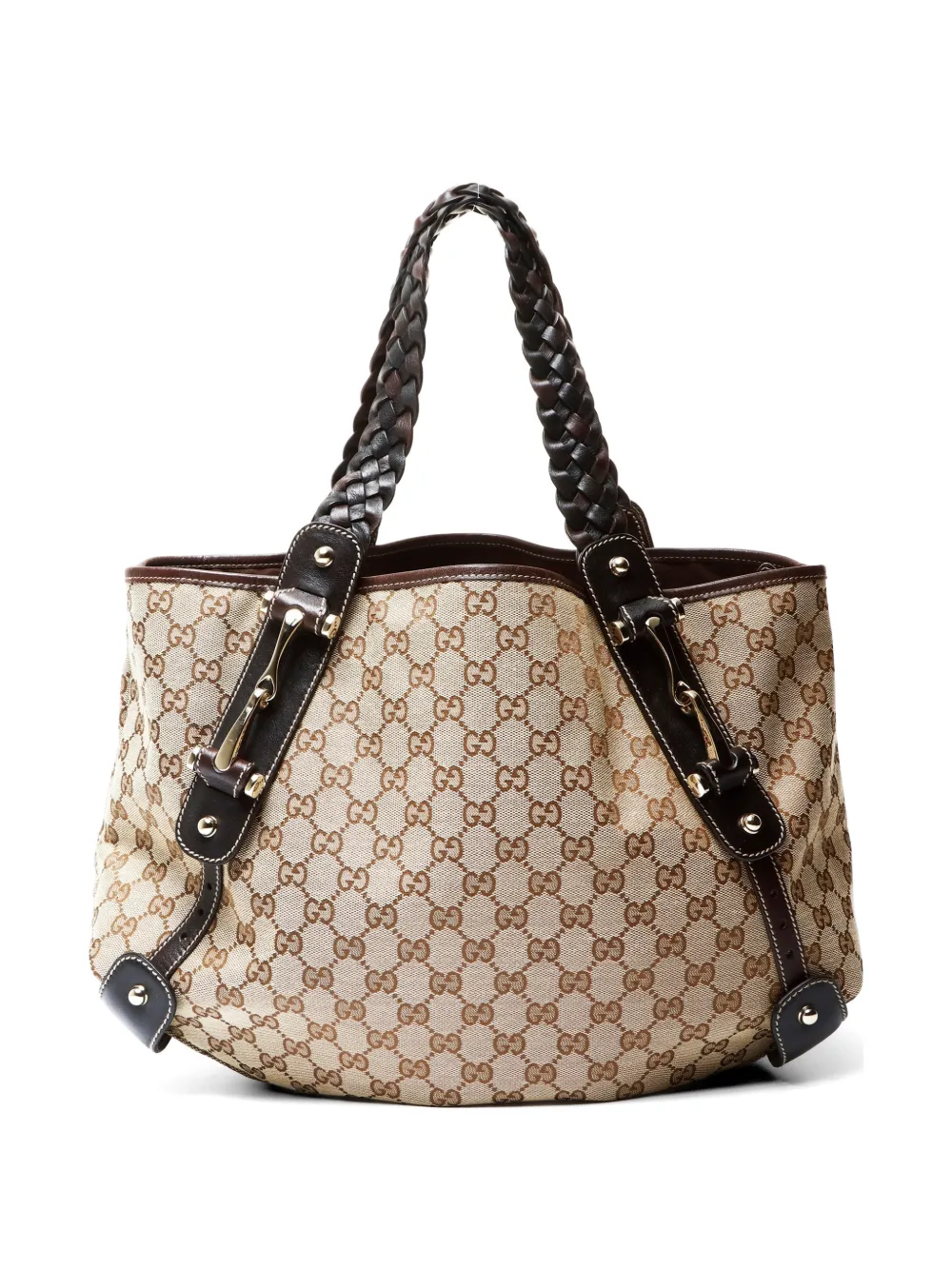 Gucci Pre-Owned 2000-2015s GG canvas horsebit shoulder bag - Toni neutri