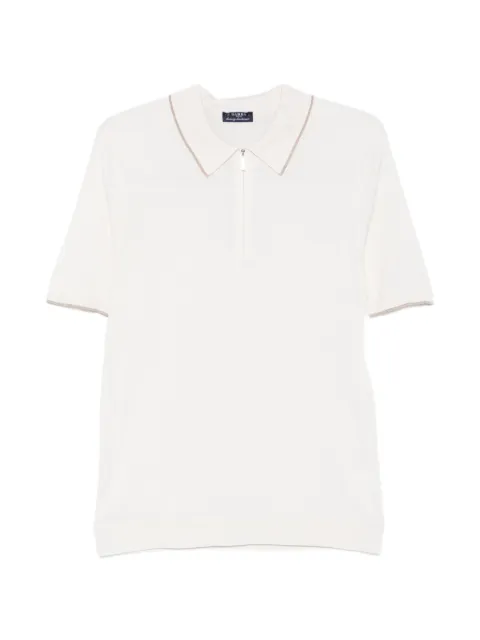 Barba ribbed contrast-trim polo shirt