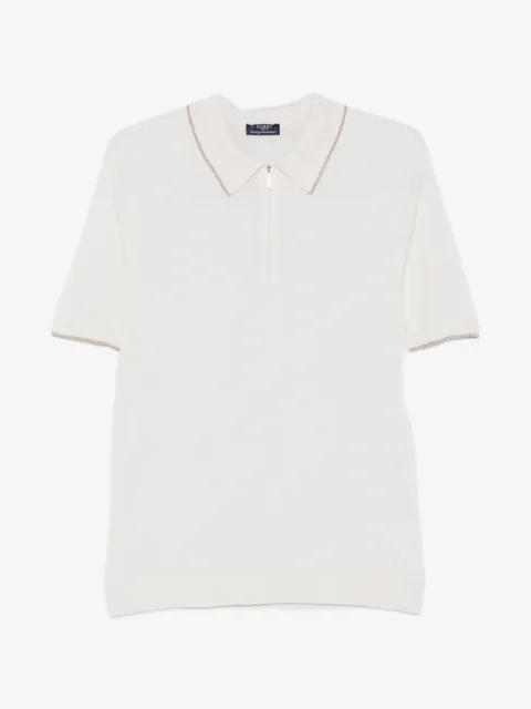 Barba ribbed contrast-trim polo shirt