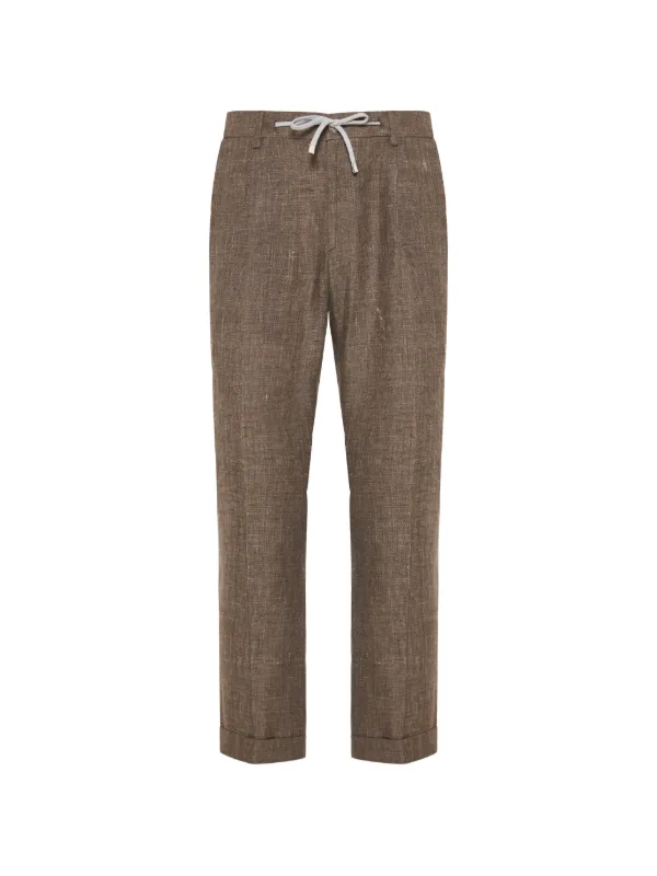 Barba Drawstring-fastening Trousers in Brown