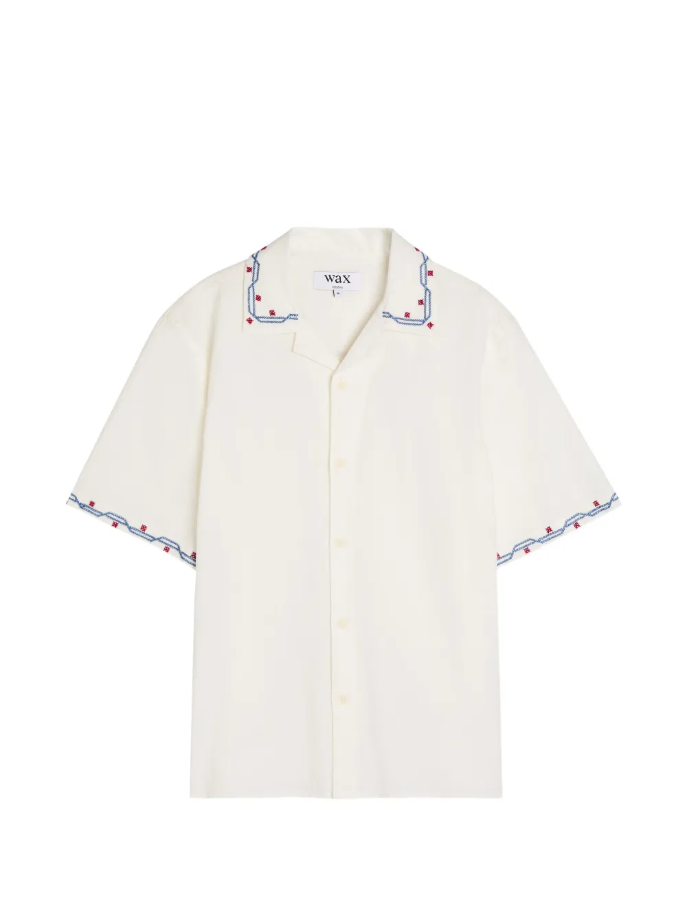 Wax London Didcot embroidered shirt – Neutrals