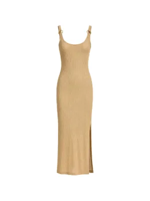Reformation Sara Linen Midi Dress | Yellow | FARFETCH