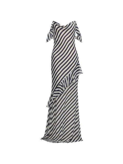 Self-Portrait maxi Georgette striped ruffled-details dress
