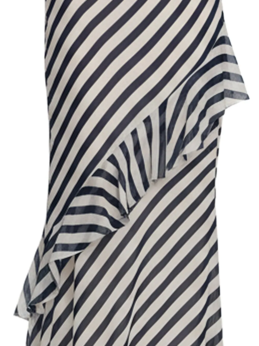 Self-Portrait Georgette gestreepte maxi-jurk met ruches Blauw