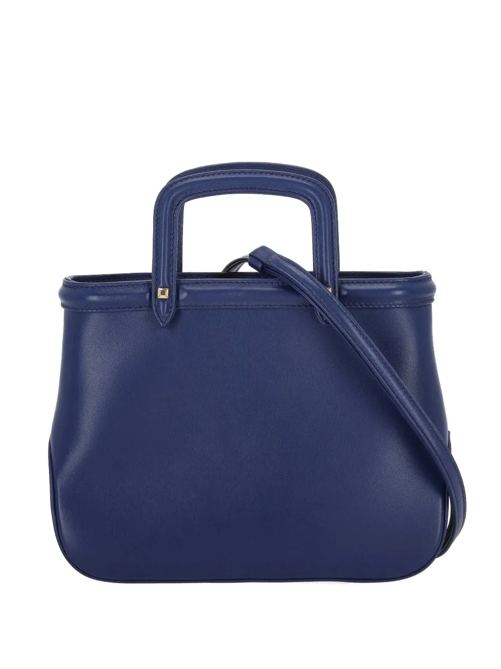 Rodo tonal topstitching leather tote bag - Blu