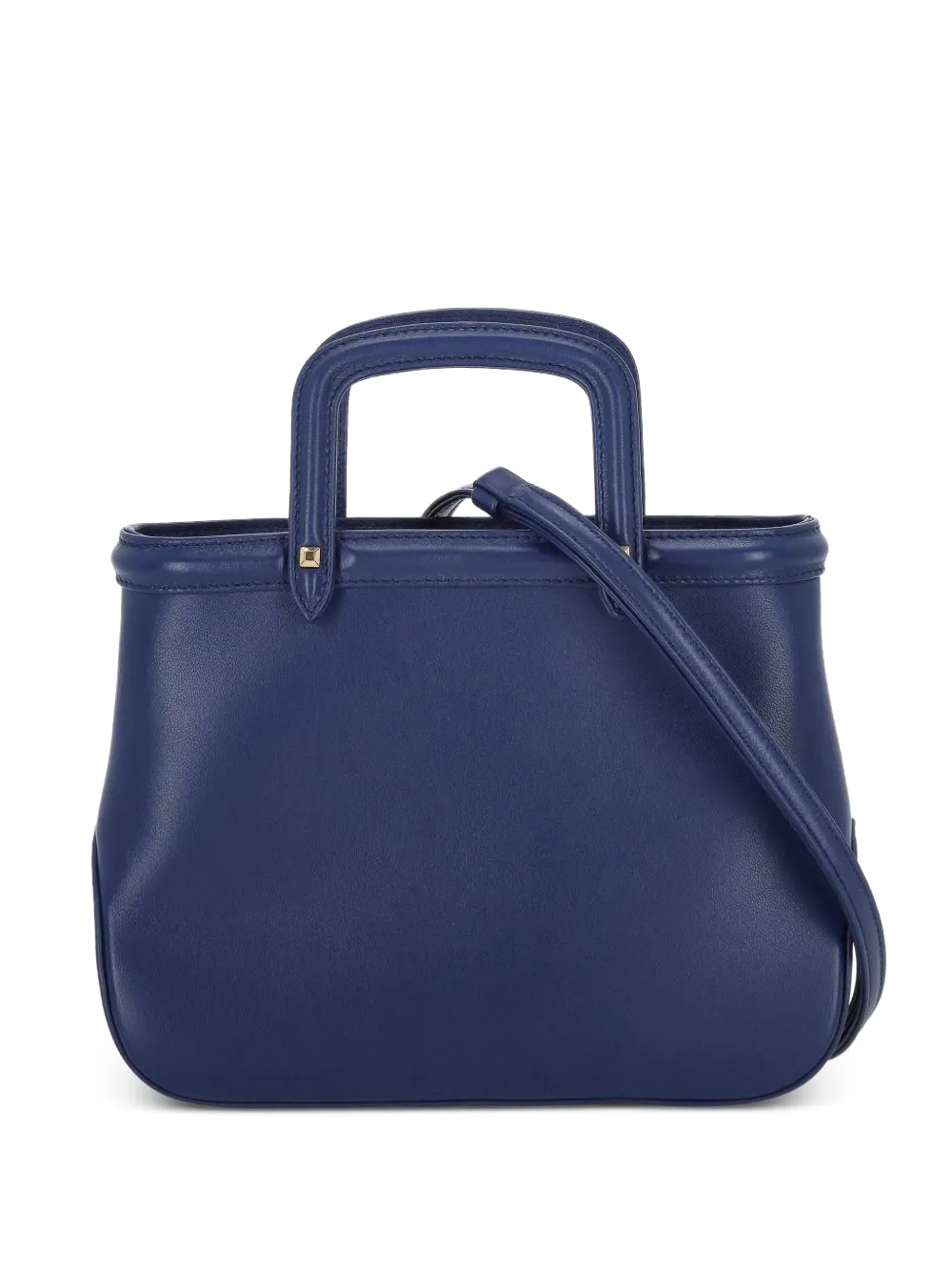 Tonal Topstitching Leather Tote Bag