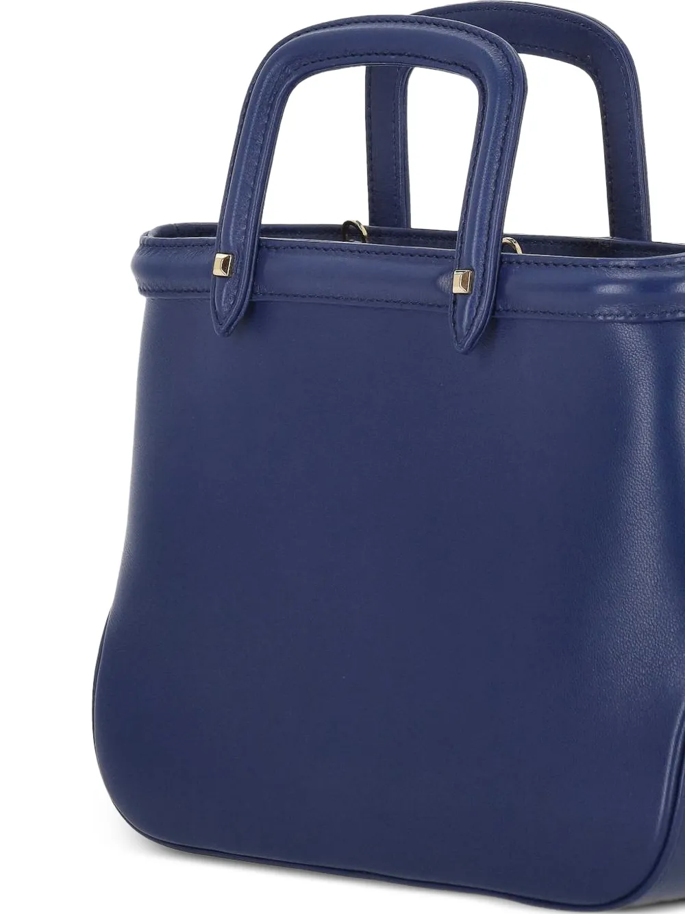 Tonal Topstitching Leather Tote Bag