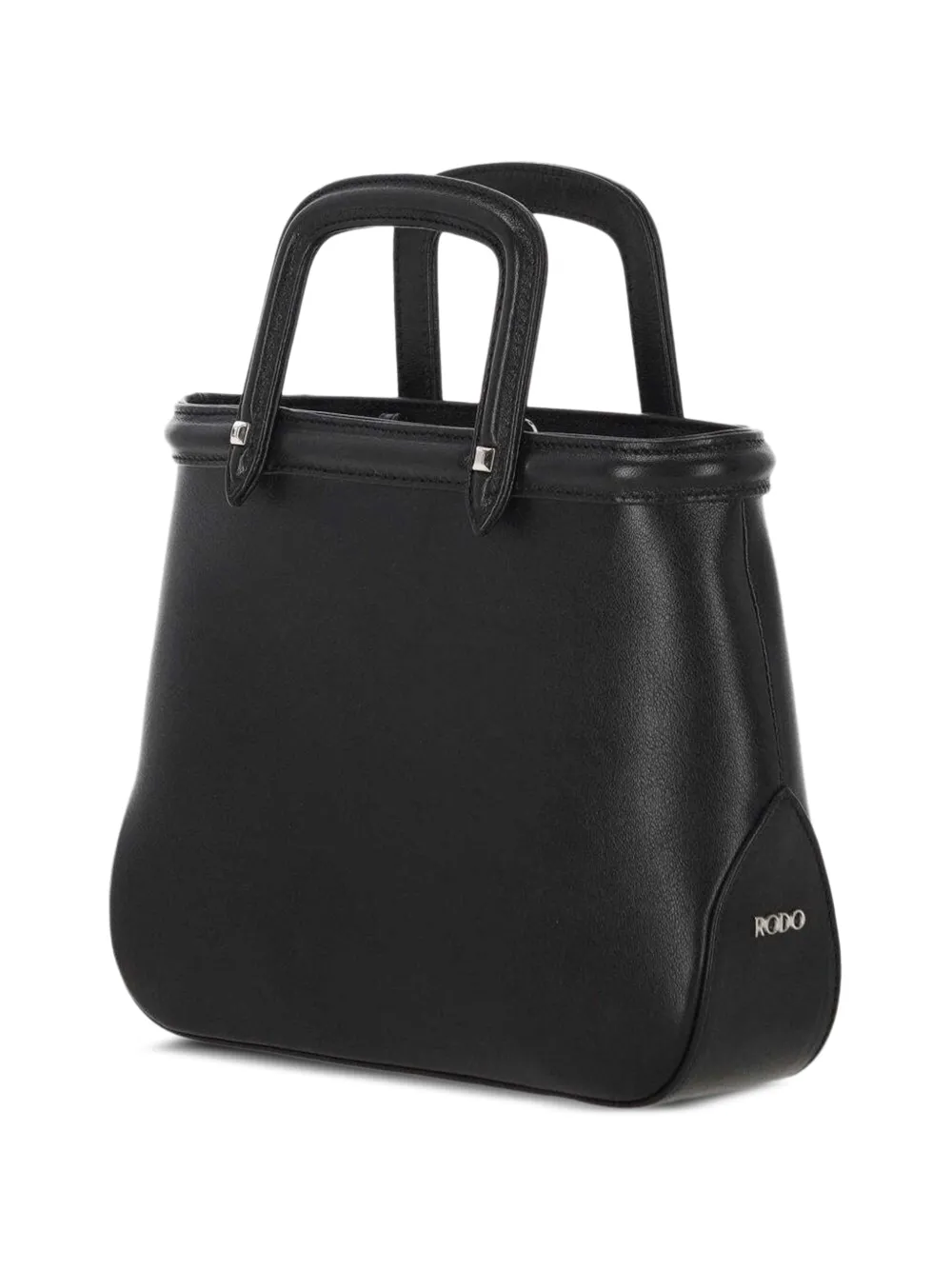  Rodo Handle Leather Tote Bag - Black 