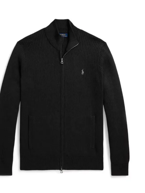 Polo Ralph Lauren Cardigan Canelado Com Zíper | Cinza | FARFETCH BR