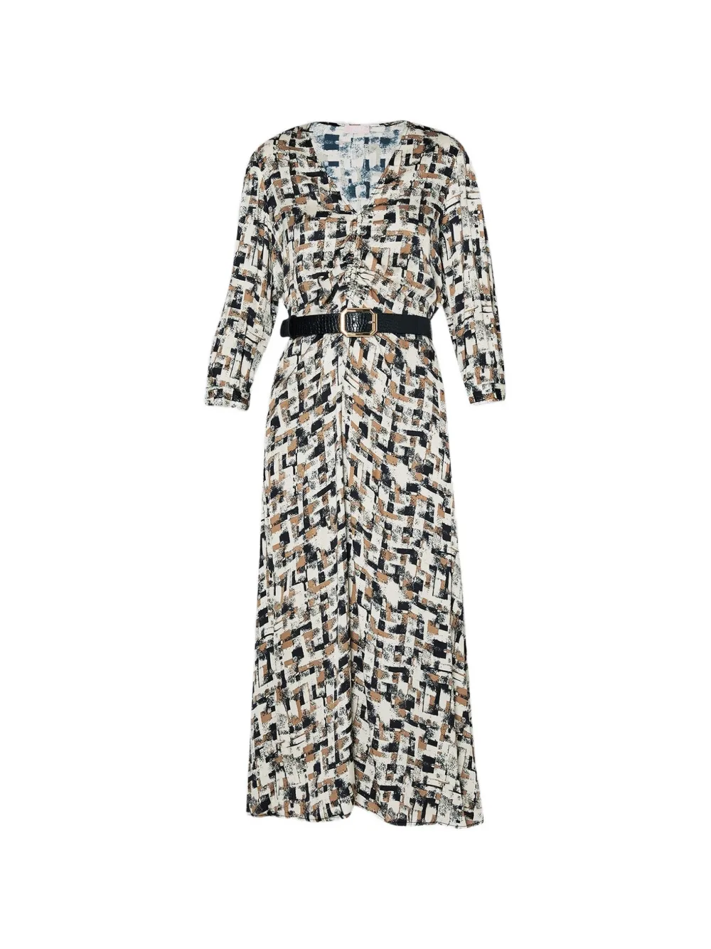 LIU JO print belted midi dress - Toni neutri