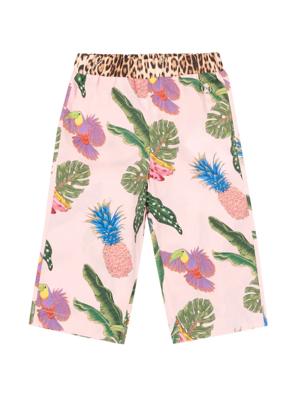 Roberto Cavalli Junior tropical-print trousers - Rosa