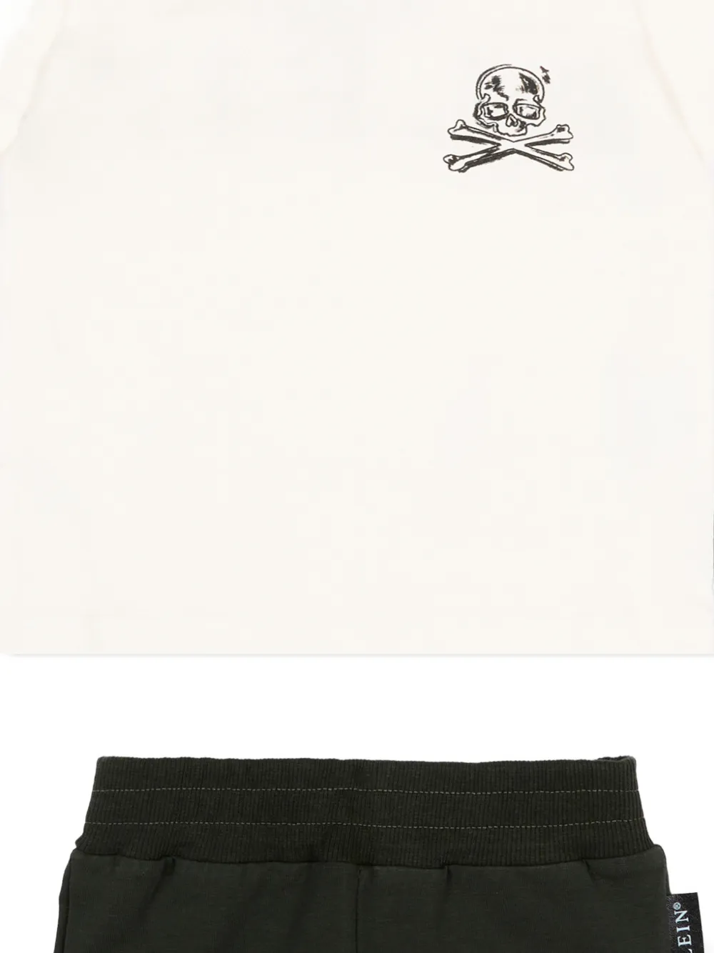 Philipp Plein Junior Shortsset met doodskopprint Beige