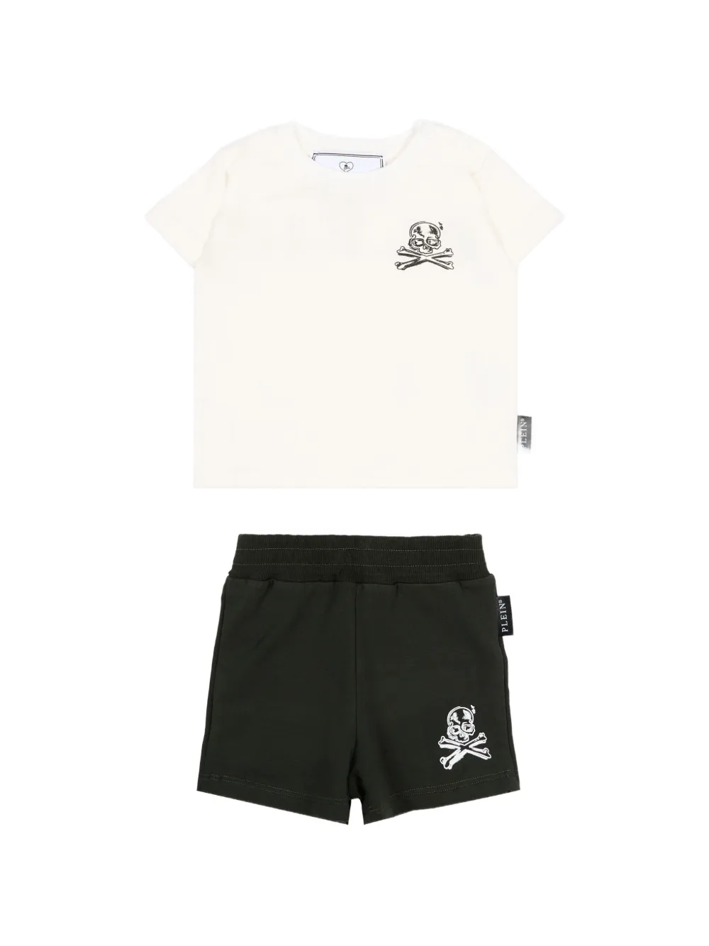 Philipp Plein Junior skull-graphic short set - Toni neutri