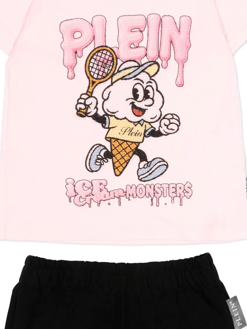 Philipp Plein Junior Shortsset met stripprint Zwart