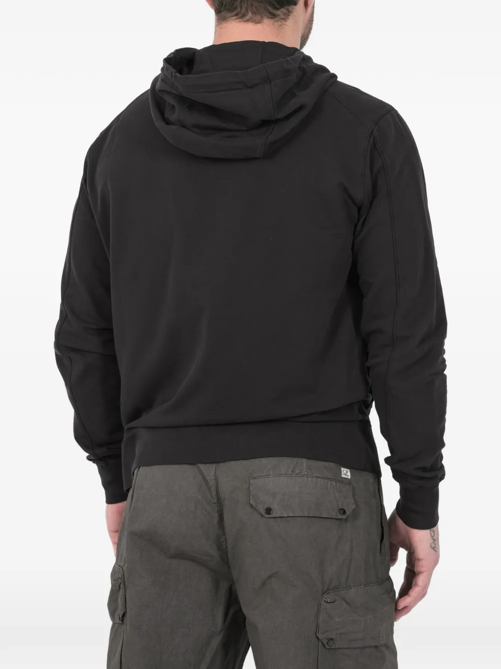 C.P. Company Lens fleece sweater met capuchon en rits Zwart
