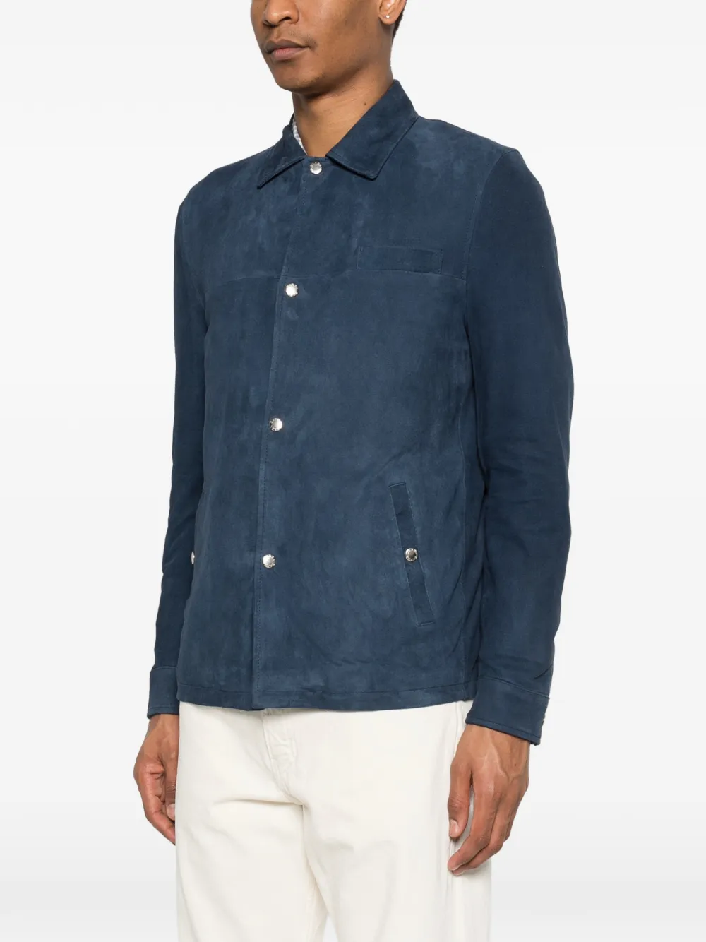 Barba SJ Tyler button suède jack Blauw
