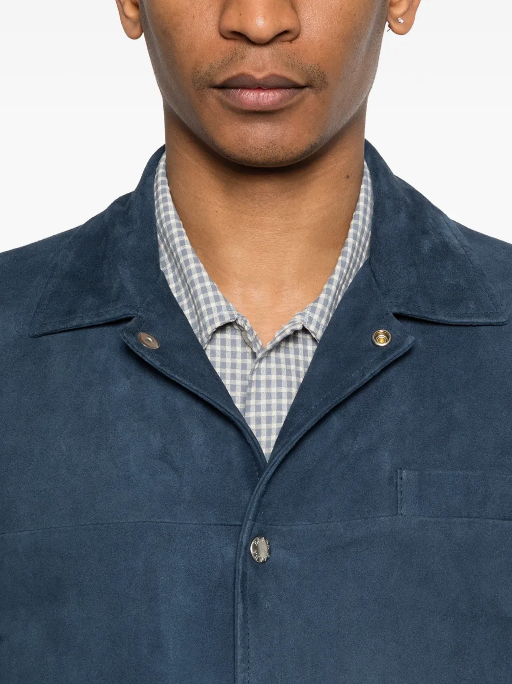 Barba SJ Tyler button suède jack Blauw