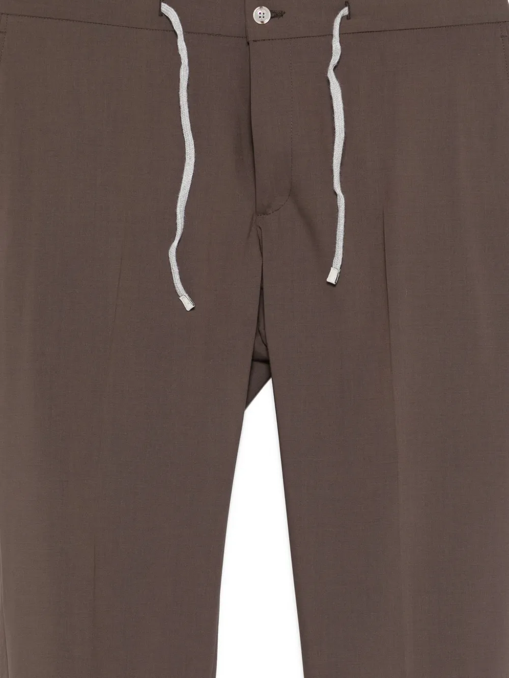Barba Broek met trekkoordtaille en omgeslagen pijpen Bruin
