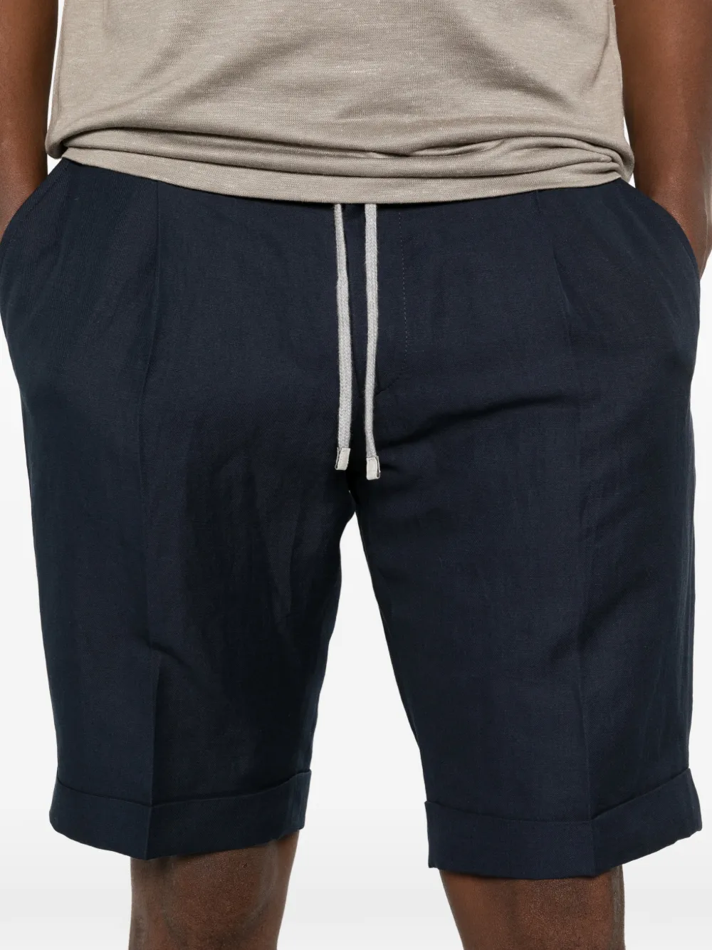 Barba Capri shorts met trekkoord Blauw