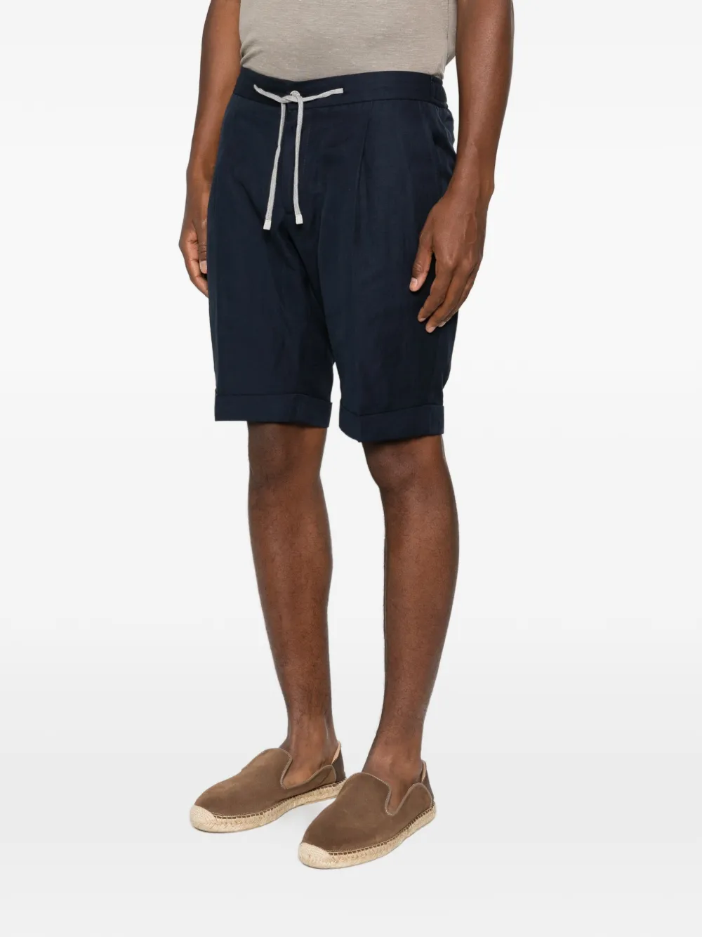 Barba Capri shorts met trekkoord Blauw