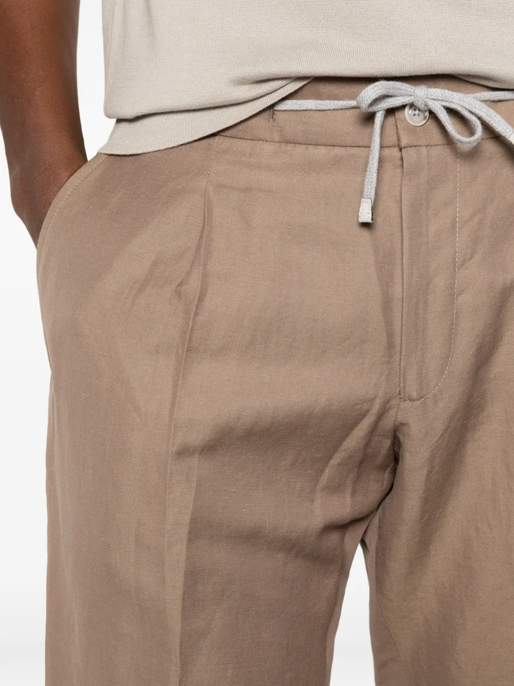 Barba Capri shorts met trekkoord Bruin