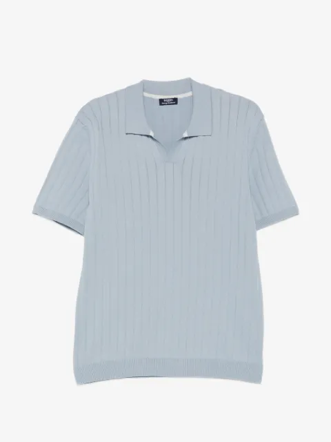 Barba ribbed-knit polo-collar T-shirt