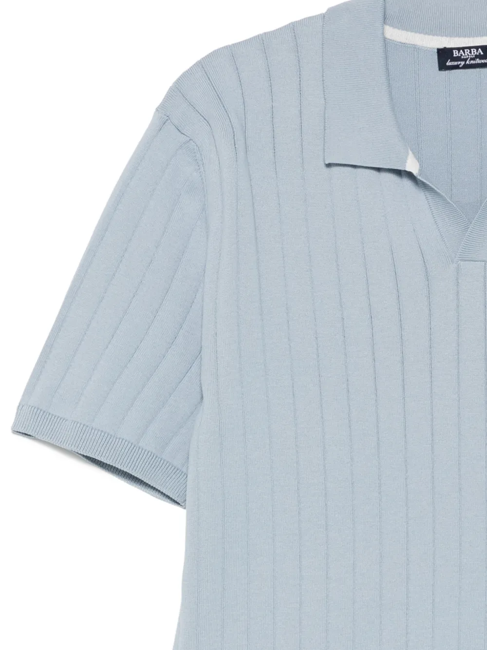 Barba Ribgebreid T-shirt met polokraag Blauw