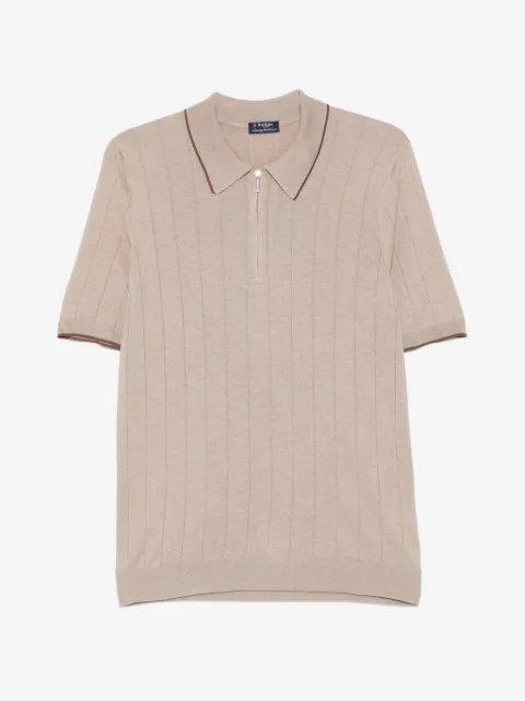 Barba ribbed-knit half-zip polo shirt