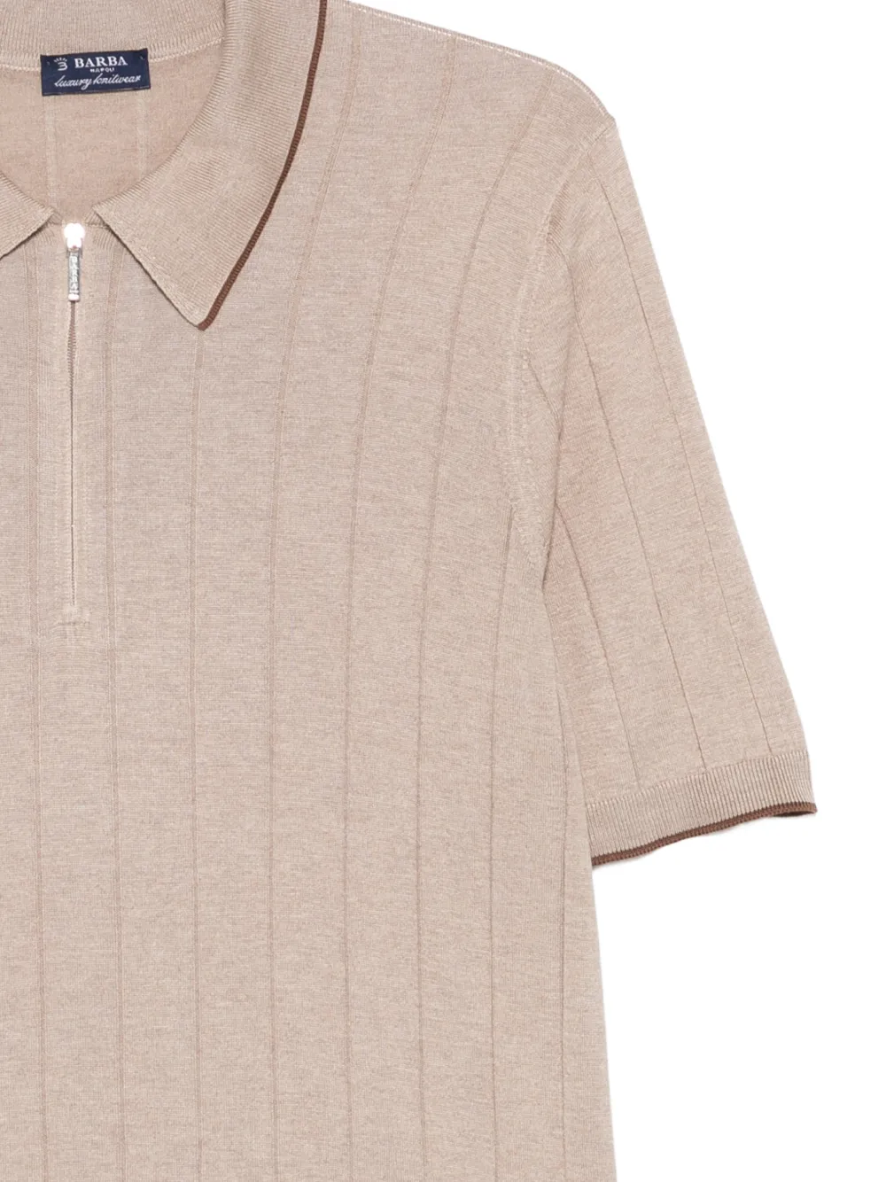 Barba Ribgebreid poloshirt Beige