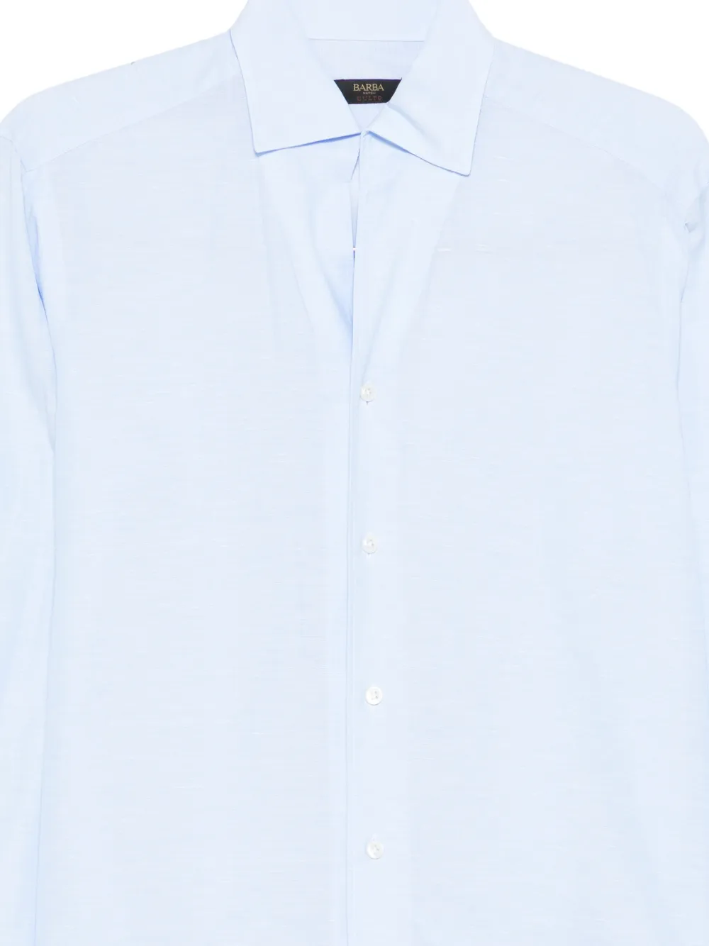 Barba Overhemd met slub-textuur Blauw