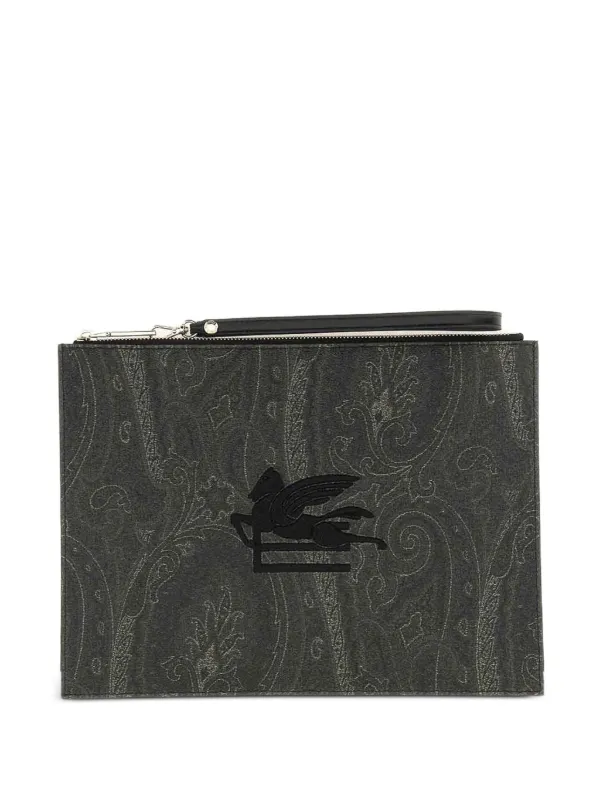 Etro Paisley-print Clutch Bag in Grey