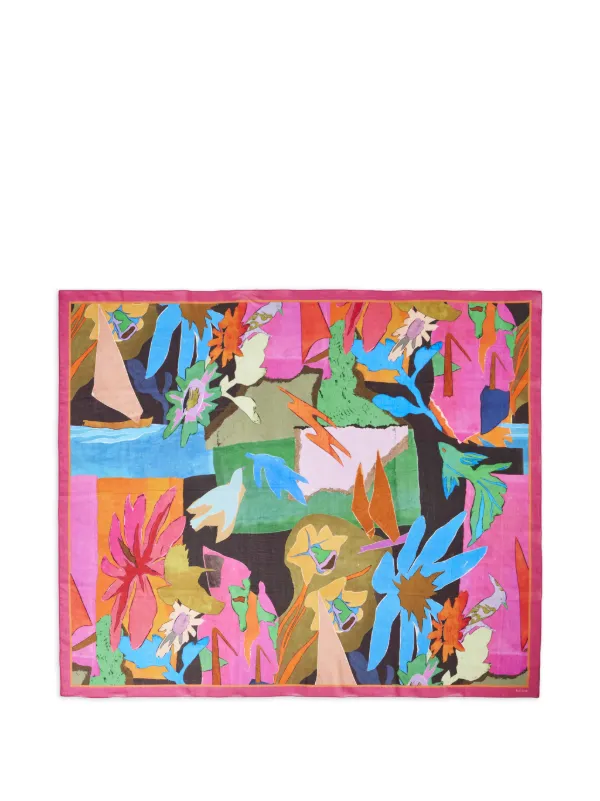 Paul Smith River Collage Floral-printed Scarf in Pink