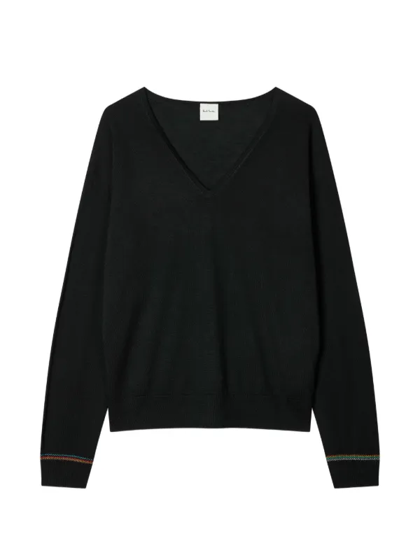 Paul Smith Merino Wool V-neck Sweater in Black