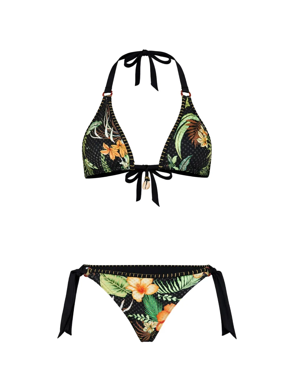 Banana Moon Floral-print Bikini In Black