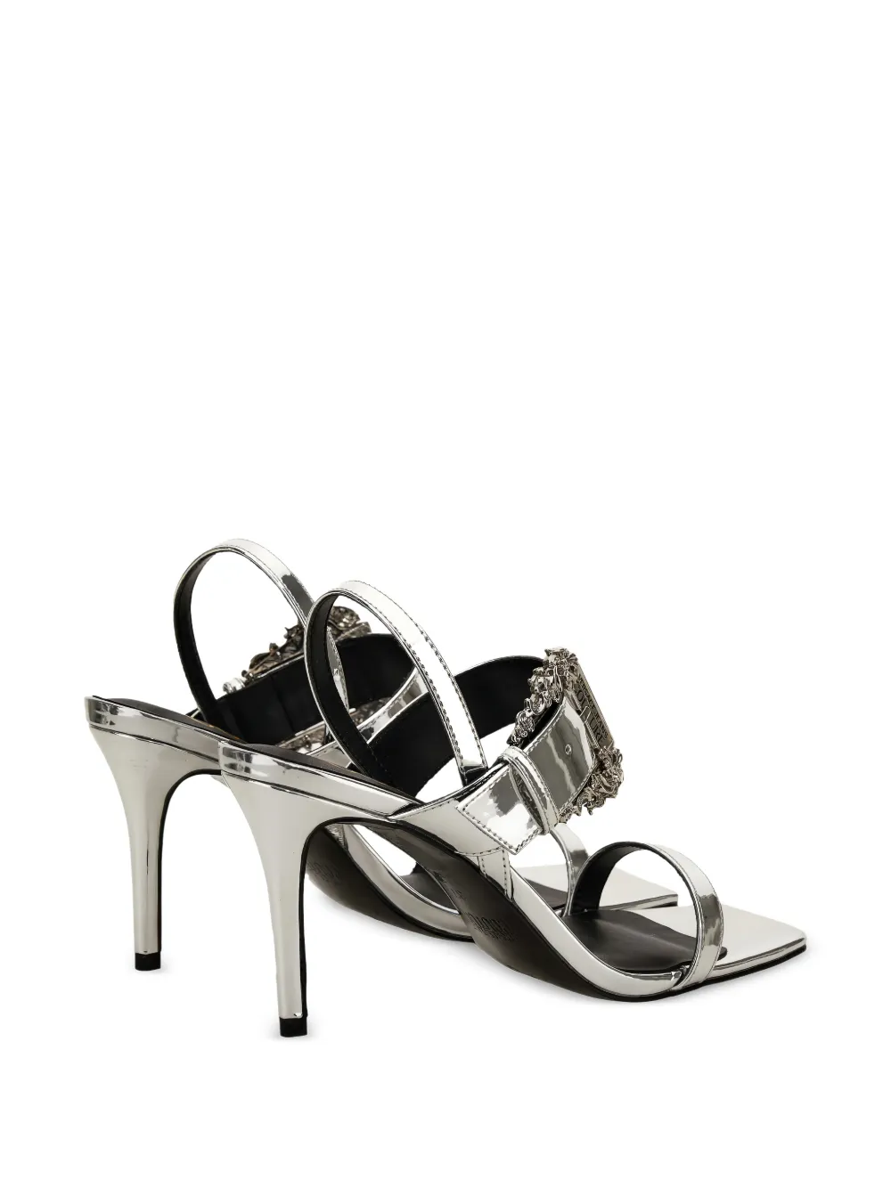  Versace Jeans Couture Embelished-buckle Strappy Sandals - Silver 